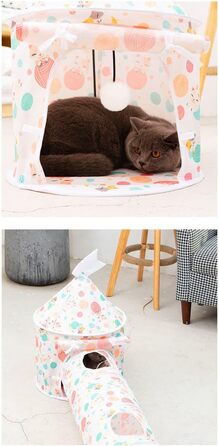 Ігровий тунель для котів та тварин, Pop-Up тунель, складаний, для дому (рожевий)