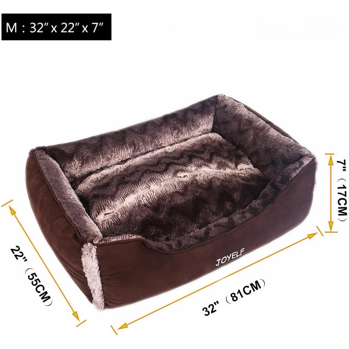 Крісло-ліжко для собак середнього розміру Joyelf з пральним покриттям. М'яке диванчик для котів та собак з іграшкою. Розмір: 76 x 56 x 18 см