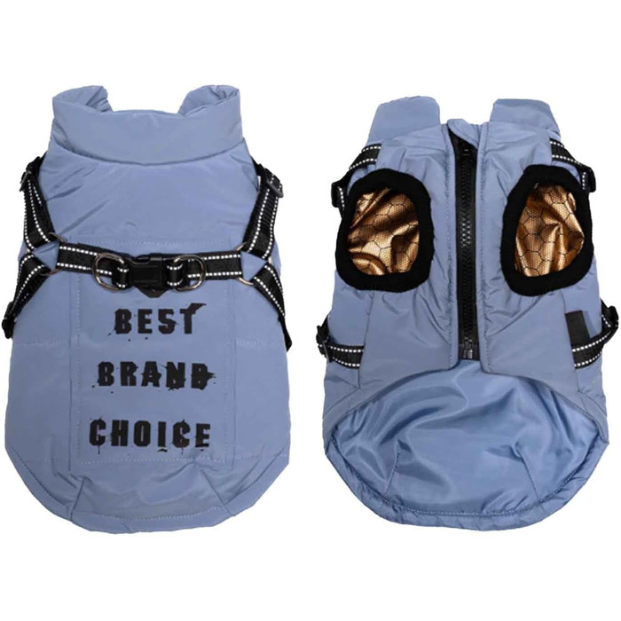 Теплий водонепроникний одяг для собак, зимова жилетка, куртка, сніговий одяг для собак з міцною шлейкою для холодної зими, блакитний, 3XL XXXL