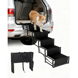 Сходинка для собак у машину, 5 сходинок, складана, для SUV та вантажівок, висота 86-96,5 см, антиковзаюча поверхня, підтримує до 68 кг