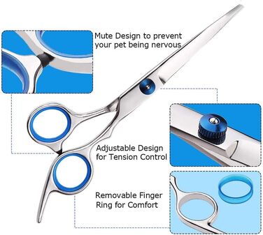 Набір професійних ножиць для грумінгу собак та котів, нержавіюча сталь, 6 дюймів, ножиці для розрідження, вигнуті