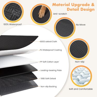 Захисний килимок на заднє сидіння автомобіля для собак, водовідштовхуючий, антикіготок, з жорстким каркасом, для авто, SUV, вантажівки