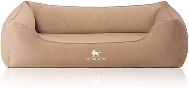 Ортопедичне ліжко для собак Knuffelwuff Jona Samt XXL Camel | З піною з пам'яті | Знімний та пральний чохол | Для маленьких, середніх та великих собак | 120 x 85 x 25 см