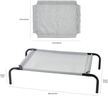 Охолоджувальне підняте ліжко для собак Amazon Basics, розмір S, 90x55x19 см, сіре