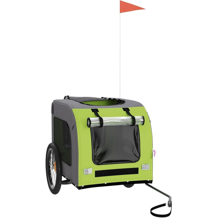 Транспортна переноска для собак та котів з металевим каркасом, Oxford-тканина, PVC-дах, 45 кг, зелено-сіра, Model93836