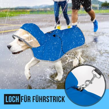 Водонепроникний дощовик для собак Eyein, дощовик для маленьких собак з капюшоном та м'якою підкладкою, регульована куртка для собак з світловідбиваючими смугами, вітронепроникний та легкий (XXL, Синій)