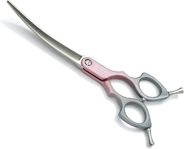 Ножиці для грумінгу собак та котів 7.5 дюймів, професійні ножиці для грумінгу з нержавіючої сталі 440C, ергономічні ручки з алюмінію (рожевий+сірий)