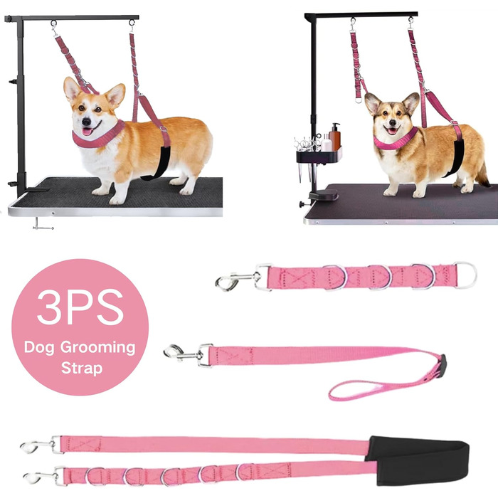 Нашийник для собак 3 шт., міцний, регульований, з D-подібними кільцями, для грумінгу та купання