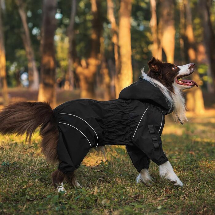 Регульована дощова куртка для собак OneTigris RIDERSTORM, чорна, XL (машинне прання)