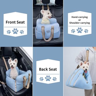 Автокрісло для собак Wakytu – підвищення для собак, водонепроникне, з кишенями для зберігання, до 9 кг, блакитне