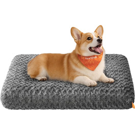 Ліжко для собак Feandrea XL, плюшеве, 110 x 73 см, для великих собак, м'яке, миється, нековзне, сірий PGW293GN01 (L 95 x 60 x 10 см)
