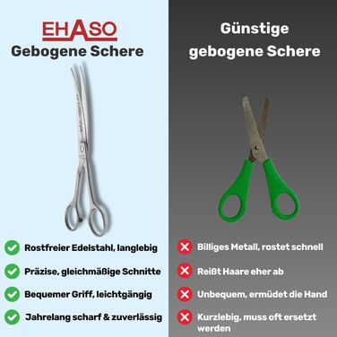 Ножиці для собак EHASO, 18 см, нержавіюча сталь, матові