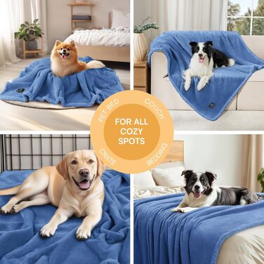 Водонепроникний коврик для тварин Luciphia, Sherpa Fleece, захист меблів від собак та котів, сіро-білий L (65' x57'), XL (85' x57', темно-синій), товстий