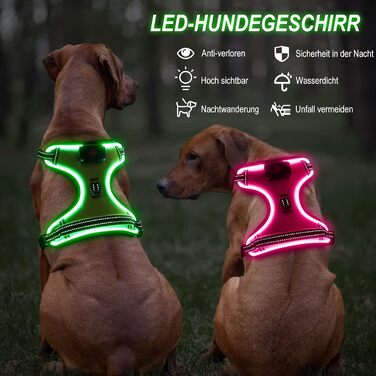 Світловідбивний LED нашийник-жилет для собак Bpawser, без натягу, з ручкою, USB-зарядка, зелений, розмір XS