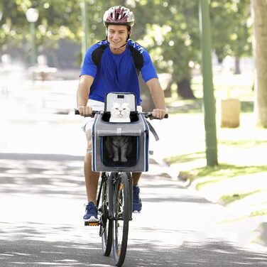 Крісло для собак на велосипед – переносна, дихаюча сумка – кошик для собак на велосипед – для безпеки на вулиці, поїздок, подорожей, прогулянок, сім'ї, катання на велосипеді, котів