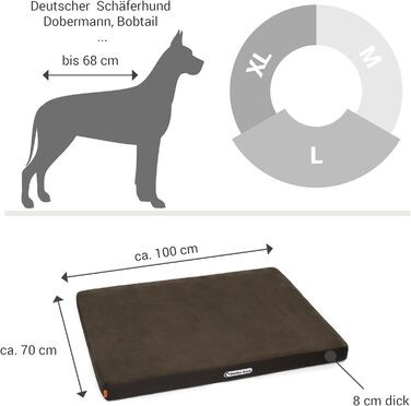 Ортопедичний матрац для собак Doctor Bark з флісовою поверхнею, великий розмір (L - 100x70 см, коричневий)