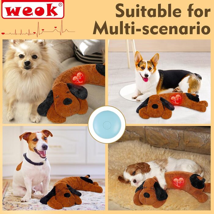 Іграшка-серце для собак WEOK - зручне м'яке ліжко, для зняття тривоги, заспокоююча допомога, допомога у сні, для середніх собак (Темно-коричневий)