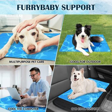 Furrybaby охолоджувальний килимок для собак, великий гелевий килим самохолоджуючий для домашніх тварин, не потребує додаткового охолодження, для дому, вулиці та авто, квадратні хвилі, 30x40 см