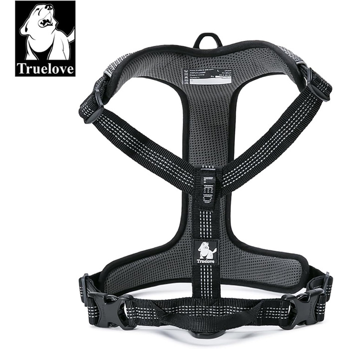 Нашийник для собак TLH6071, світловідбиваючий, регульований, без натягу, міцний, для авто, подорожей та активного відпочинку (M, Чорний)