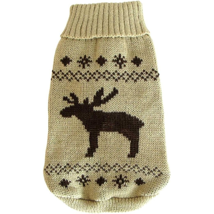 Вольтерс | Пуловер з оленем у бежево-коричневому кольорі | Довжина спини 30 см