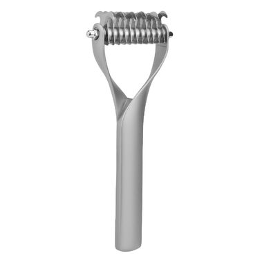 Щітка для собак та котів з довгим волоссям, 2-стороння, для видалення підшерстка, розплутування, з цинкової сплави, довговічна, для бережного догляду за шкірою, ефективна проти ковтунів та відмерлого волосся (S) Срібна