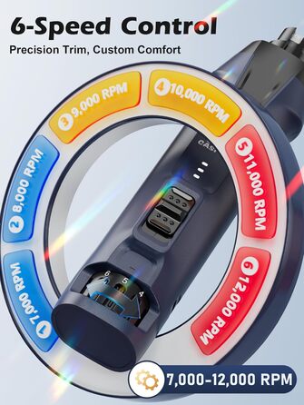 Електричний тример для собак Casfuy - 6 насадок, потужний, тихий, з LED-підсвіткою та збирачем пилу, 4.8V, для великих собак, блакитний