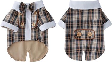 Елегантний костюм для собак: смокінг для маленьких та середніх собак, коричневий, з краваткою, для вечірок, свят, днів народжень, розмір L (довжина спини 34 см)