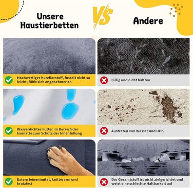 Ортопедичне ліжко для собак, малого та середнього розміру, 52x41x16 см, м'яке та комфортне, кошик для собак з високим бортиком, знімний та пральний чохол, неслизьке, для дому та автомобіля (темно-сірий, S)