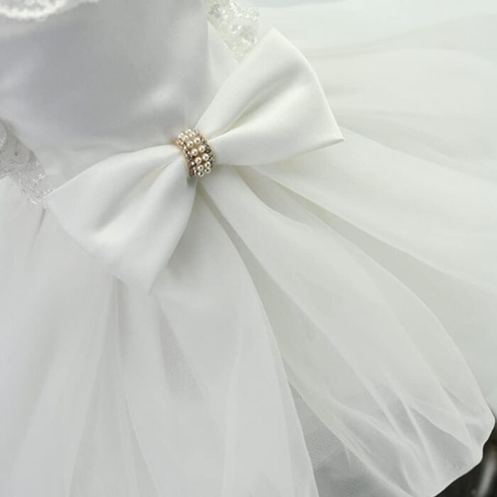 Біле сукня для собак та котів з бантиком, Тюту, для свят та вечірок, розмір L