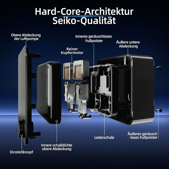 Повітряний компресор для акваріума Boxtech 10W, 4 виходи - тихий, регульований, для акваріумів 50-500л