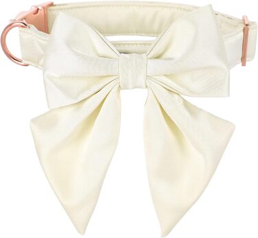 Нашийник для собак Lionet Paws з метеликом - зручний шовковий нашийник для маленьких собак, розмір 25-40 см. Білий комплект (1 шт.)