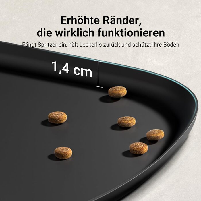 Підкладка під миску для котів DownyPaws, силіконова, чорна, 45 x 32 см. Захист від розливання, легко миється.