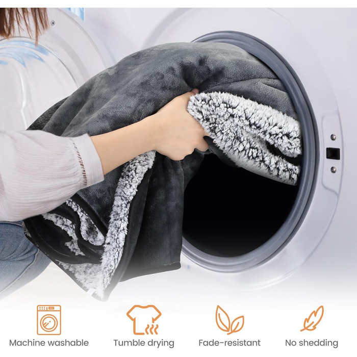 PETTOM Деки для собак Водонепроникні, Деки для собак на диван 152 x 127 см, Деки для собак з Sherpa та Flanell, Деки для домашніх тварин М'які, Можна прати в пральній машині L: 152*127 см Темно-сірий