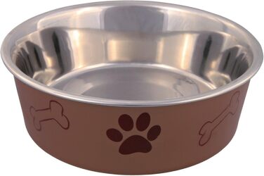 Миска для тварин TRIXIE з нержавіючої сталі з пластиковим покриттям, об'єм 2,2 л, діаметр 23 см, висота 8 см, різнокольорова, 1 шт.