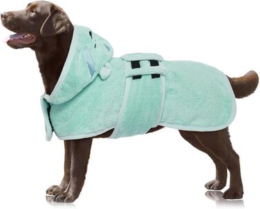 Рушник для собак великих порід 2XL – халат з мікрофібри для сушіння з капюшоном та регульованими ременями – ідеально підходить для лабрадорів, голден ретриверів (зелений)