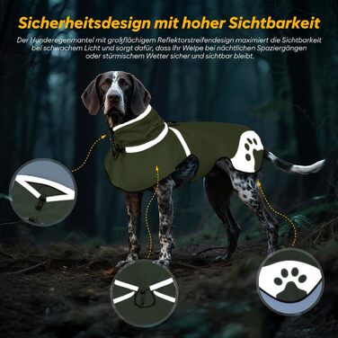 Водонепроникний дощовик для собак, дощова куртка з відбивачем, XL, армійсько-зелений