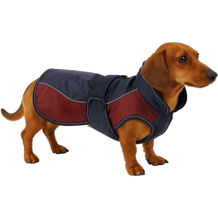 Зимовий теплий нашийник для собак Flamingo Eiberg – какі та темно-синій – 40 см – поліестер, дихаючий, водовідштовхуючий, з PU-покриттям, з животом-ременем, отвір для повірця, світловідбиваючий, XXS