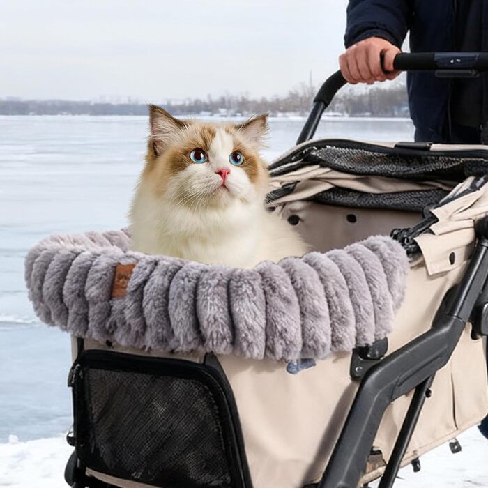 М'яка килимок для візка для дитини та домашніх тварин, теплий плюшевий, з магнітною застібкою, сірий