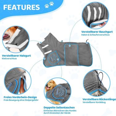 Рушник для собак SowTon - надпоглинутий, сірий (L)