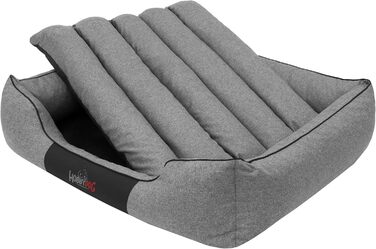Крісло-ліжко для собак великих, середніх та маленьких порід - зручне ліжко для собак, сірого кольору, розмір L, 110 x 90 см, знімний та пральний чохол