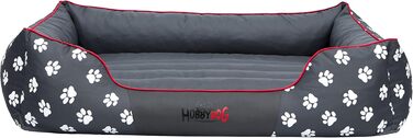 Ліжко для собак Prestige M, сіре з лапами, 85 x 65 см - знімний, пральний чохол