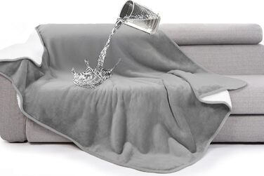 Водонепроникний плед для собак з Sherpa Fleece, 127x152 см, сріблясто-сірий - захист дивану