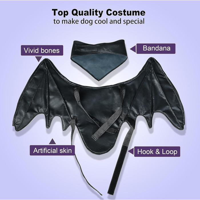 Костюм на Хелловін для собак: Флері, Дракон, Птах - крила (чорні, M)