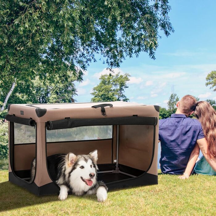 Транспортна переноска для собак Petsfit XL, складана, для дому, велика, середнього та малого розміру, з регульованим чохлом, легка у зберіганні, бежева