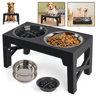 Подвійна підвищена миска для собак та котів, миска для корму