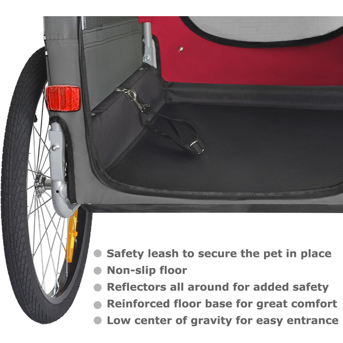 DOGGYHUT® Преміум велопричіп для собак середнього розміру, до 23 кг, складаний, зелений (червоний)