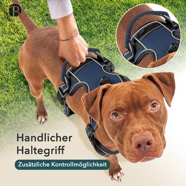 Шлейка для собак середніх порід Bluzelle з ручкою та кишенею для GPS-трекера, світловідбиваюча, зелена (XS, синій)