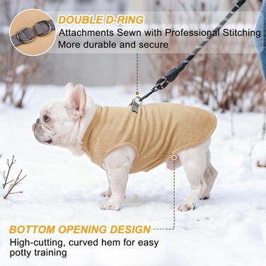 Пуловер для собак BEAUTYZOO з флісу, тепла жилетка для собак, одяг для маленьких та середніх собак, жилетка з D-порогом, теплий пуловер з принтом лапок, розмір M (обхват грудей 43.1 см)