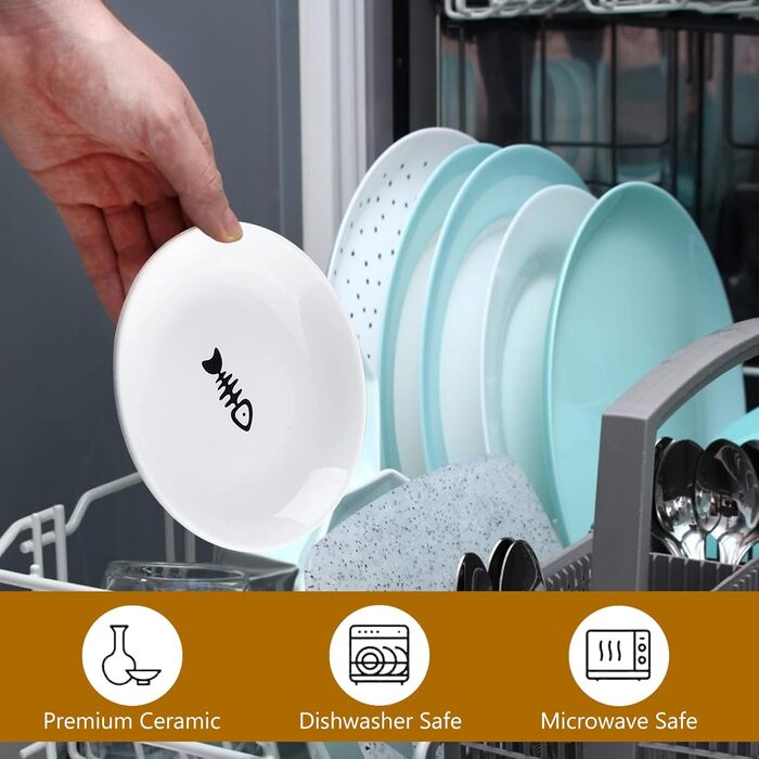 Набір мисок для котів з кераміки (6 шт.) - миски для корму та води, керамічні миски для котів