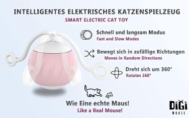 DigiMouse інтерактивна іграшка для котів з голосовою активацією, 4 змінними пір'їнами, котячою м'ятою, електричний котячий м'яч, LED-підсвітка, USB-C